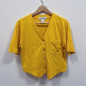 Jennifer Moore 90s Vintage Yellow Button Down Jersey Shirt